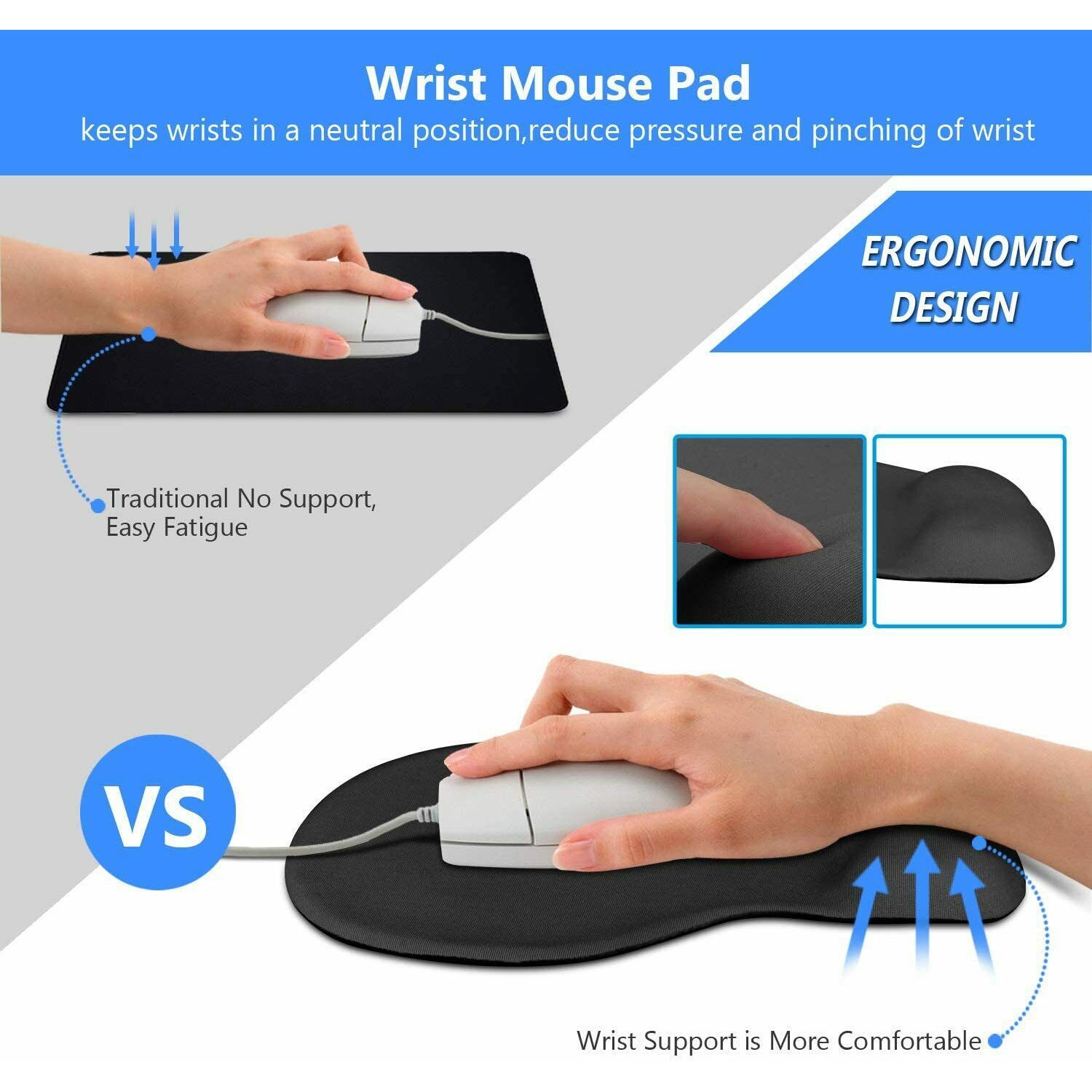 Tapis de souris ergonomique en gel de silicone pour repose-poignet de confort