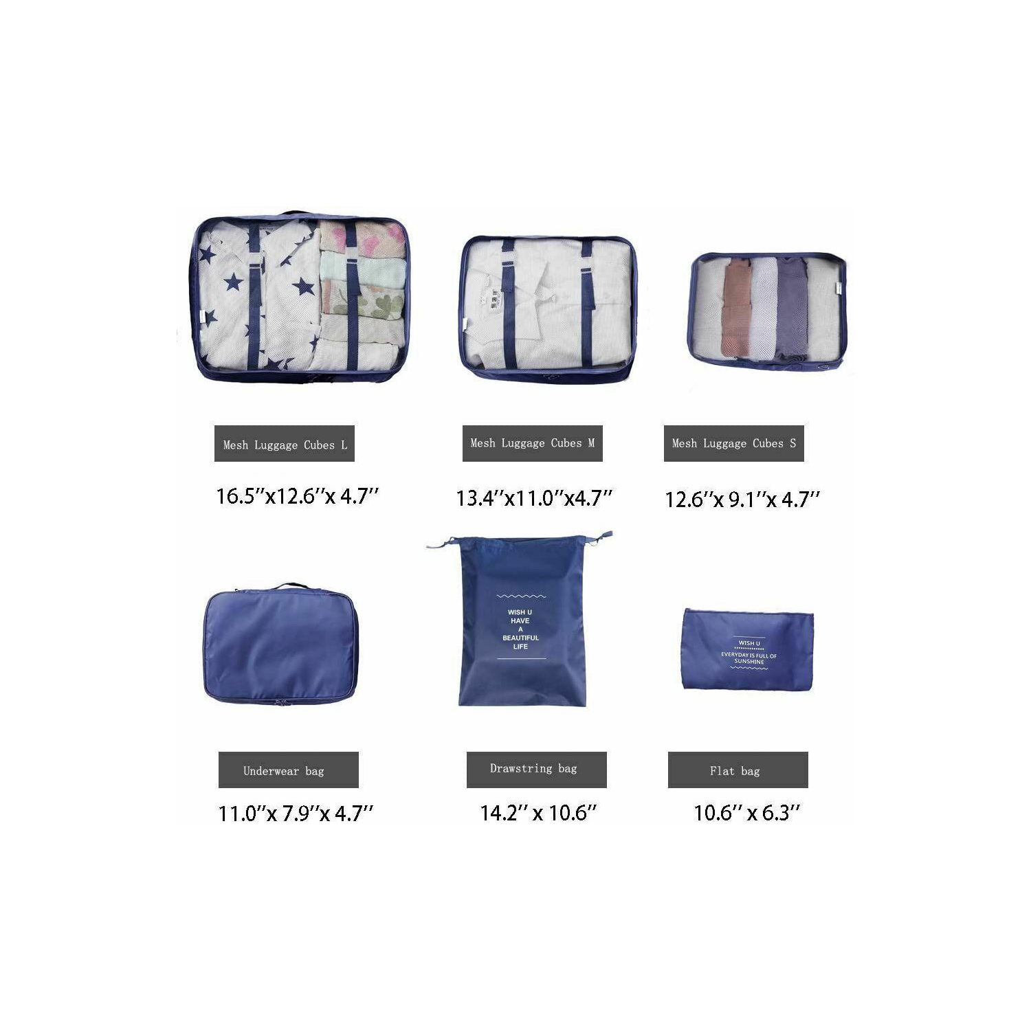 Ensemble de 6 valises/sacs de rangement de voyage format valise de rangement portatif