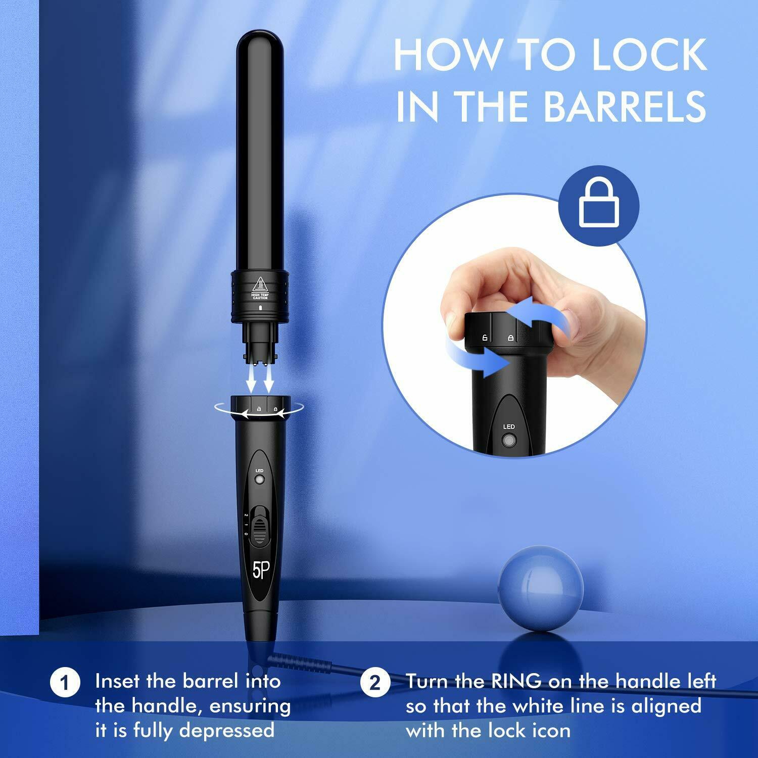 Coiffeur 5-en-1 curling en fer à friser avec céramique et céramique CA Tube à friser