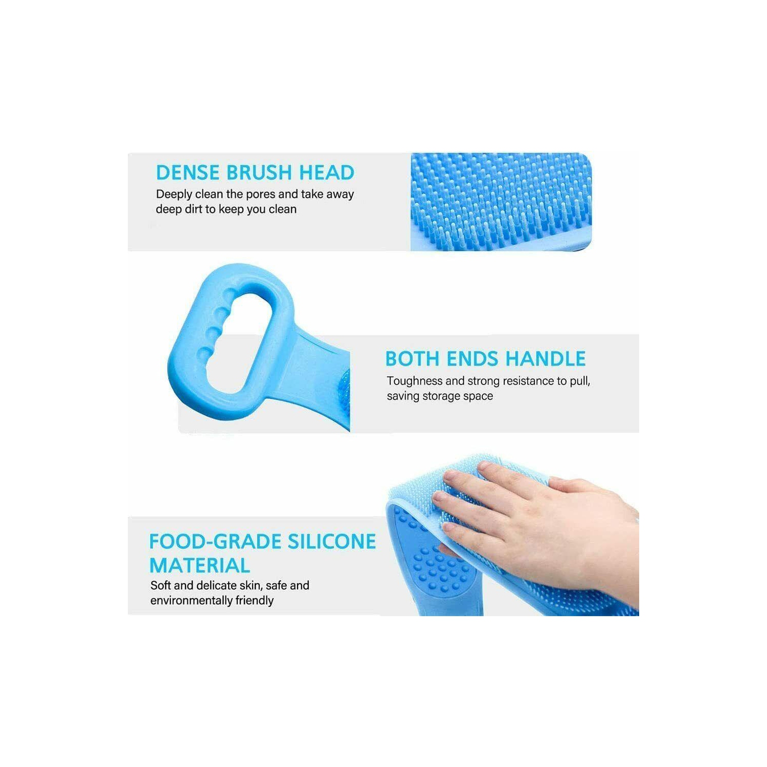 Lengthen Bath Silicone Back Scrubber Shower Body Brush Back Massage Body Clean