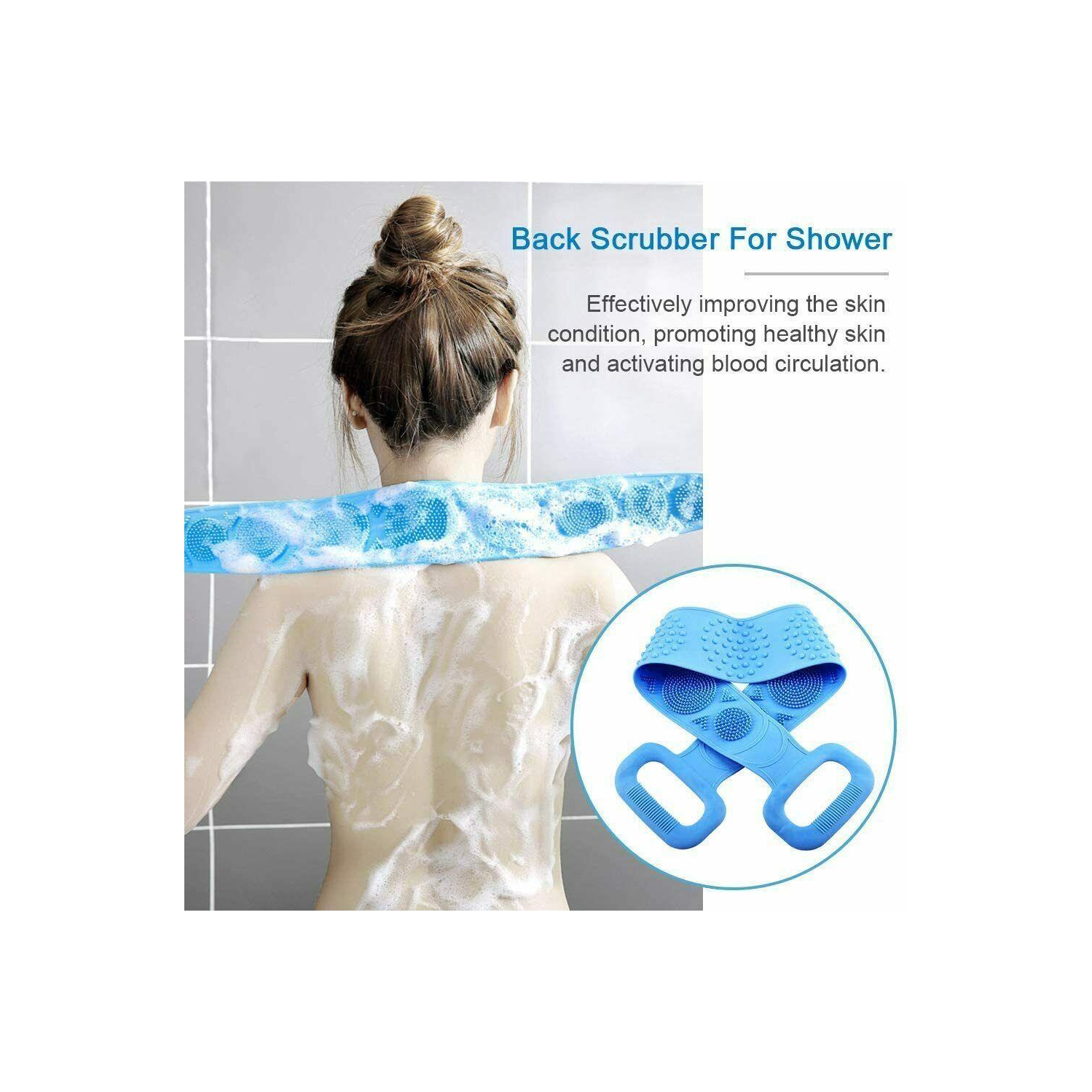 Lengthen Bath Silicone Back Scrubber Shower Body Brush Back Massage Body Clean
