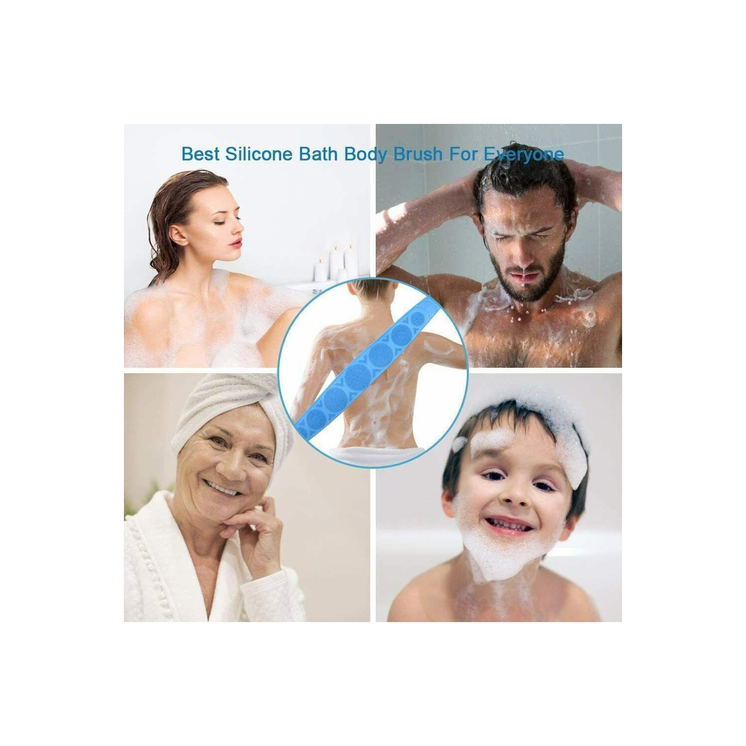 Lengthen Bath Silicone Back Scrubber Shower Body Brush Back Massage Body Clean