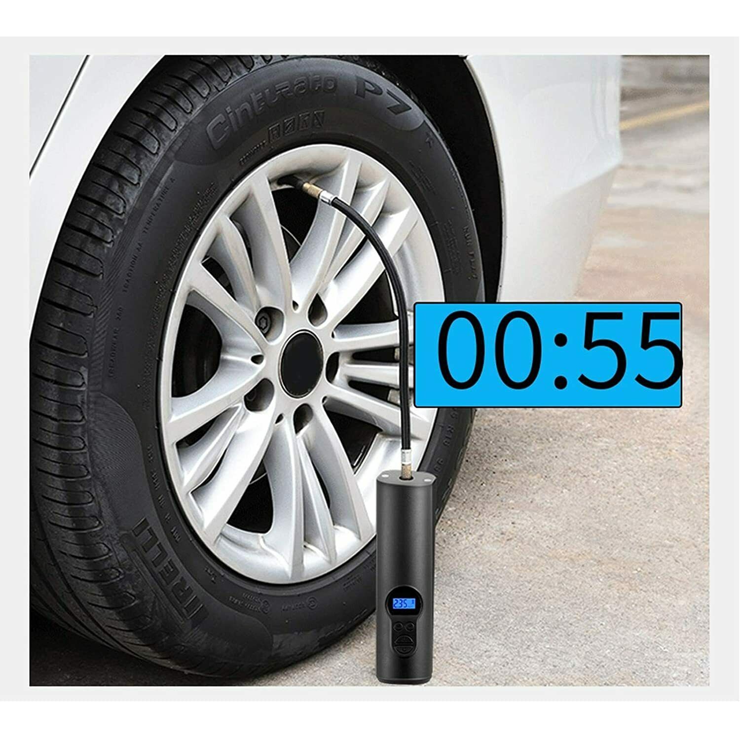 Mini Portable Air Compressor Tire Inflator Hand Held Pump USB Display Air Tyre