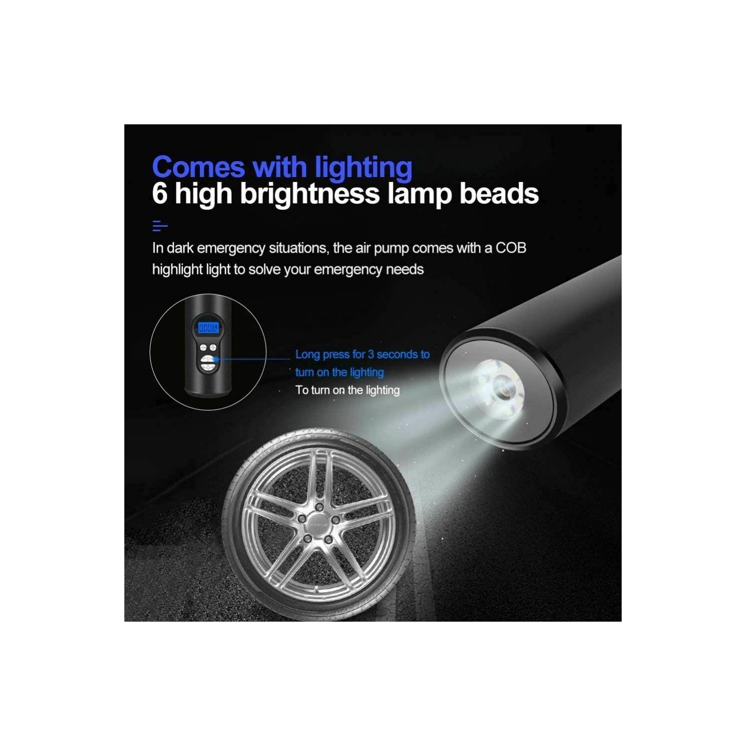 Mini Portable Air Compressor Tire Inflator Hand Held Pump USB Display Air Tyre