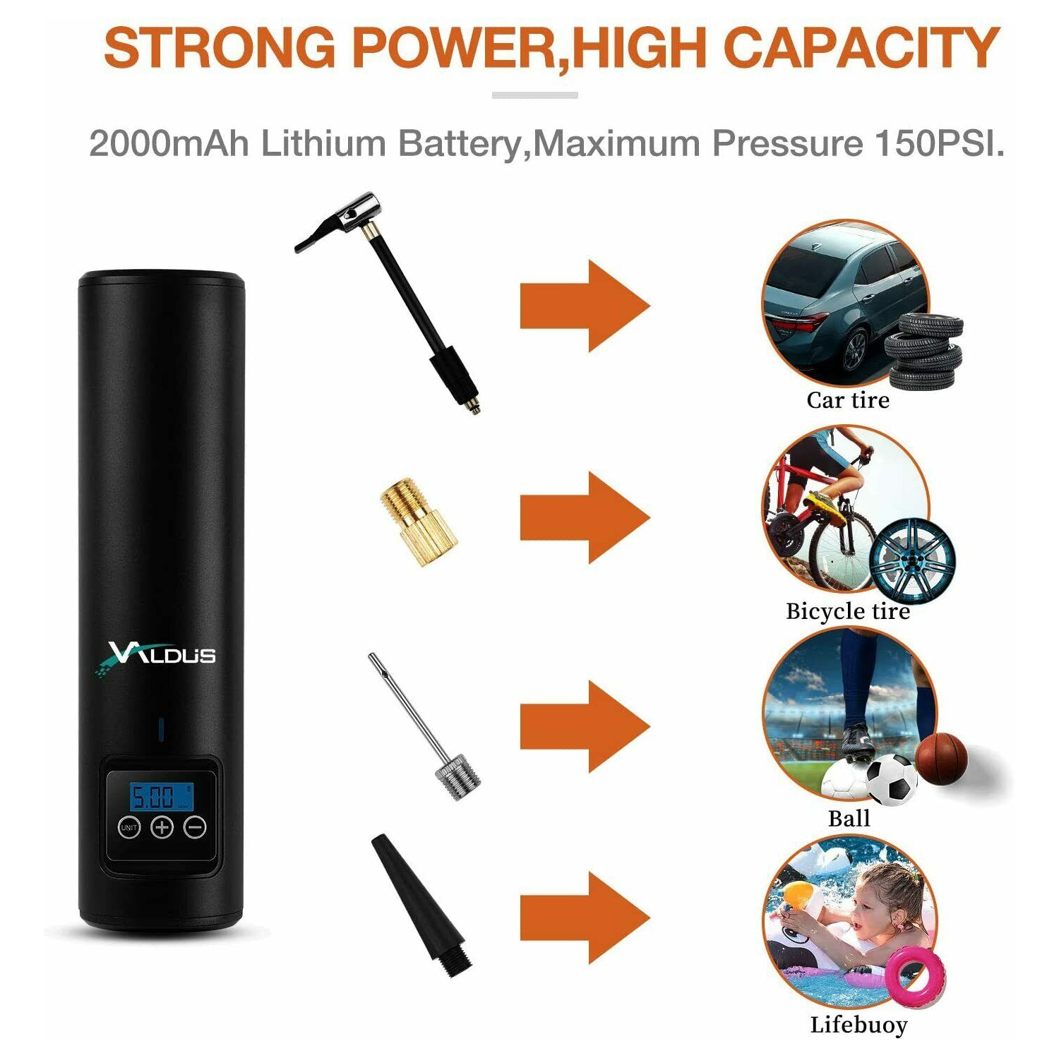 Mini Portable Air Compressor Tire Inflator Hand Held Pump USB Display Air Tyre