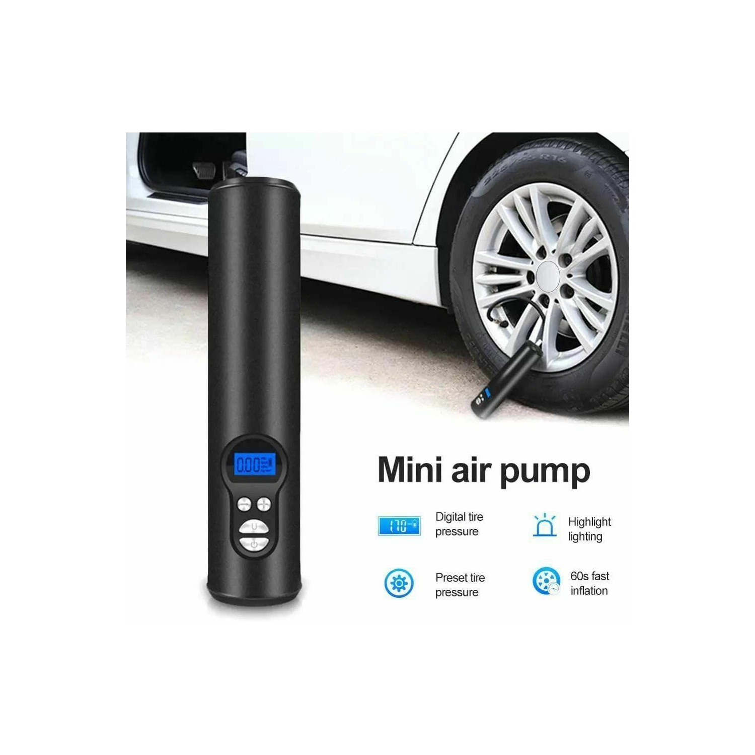 Mini Portable Air Compressor Tire Inflator Hand Held Pump USB Display Air Tyre