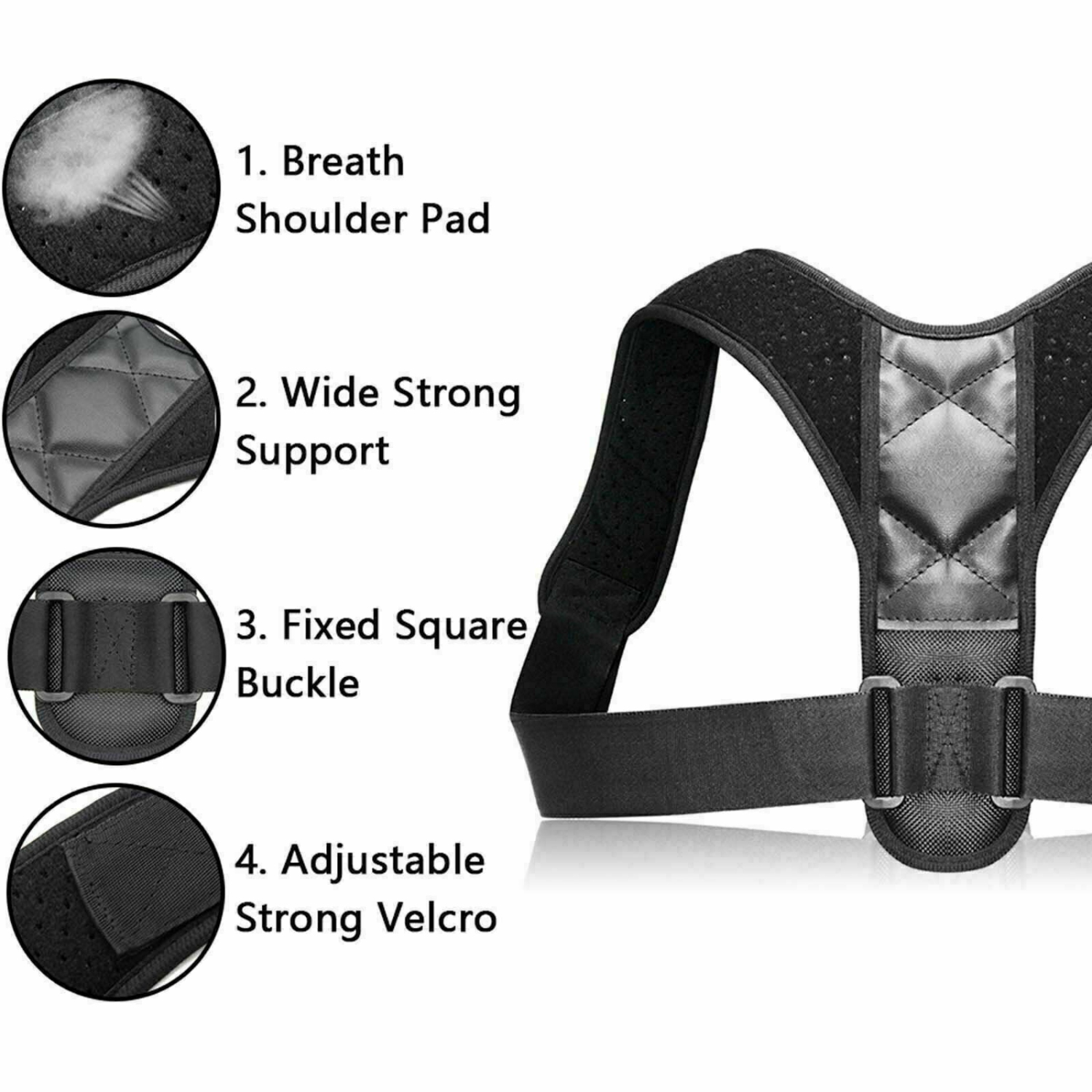 Brace Support Belt Adjustable Back Posture Corrector Clavicle Spine Back  Shoulder Lumbar Posture Corset (Blue M Code)