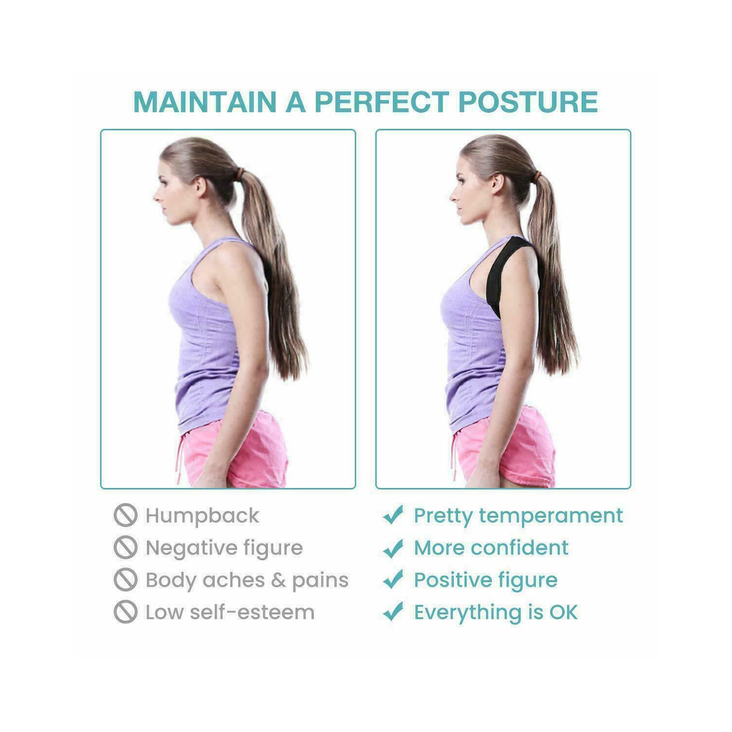 Ceinture réglable pour soutien aux épaules, dos correcteur de posture, pour hommes, CA