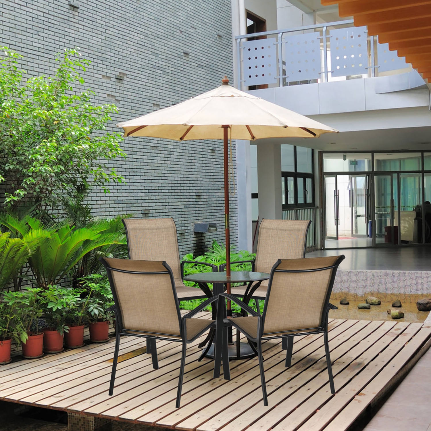 Costway Set of 4 Patio Dining Chair stackable Camping Garden Deck No Assemble