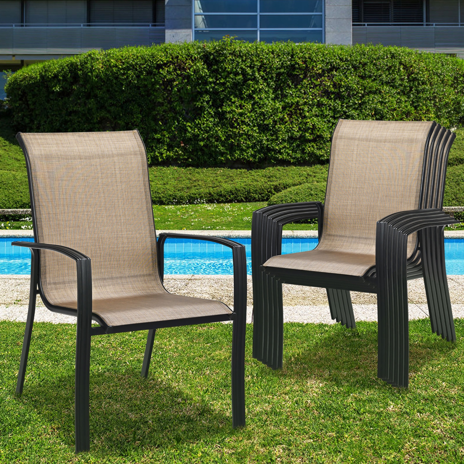 Costway Set of 4 Patio Dining Chair stackable Camping Garden Deck No Assemble