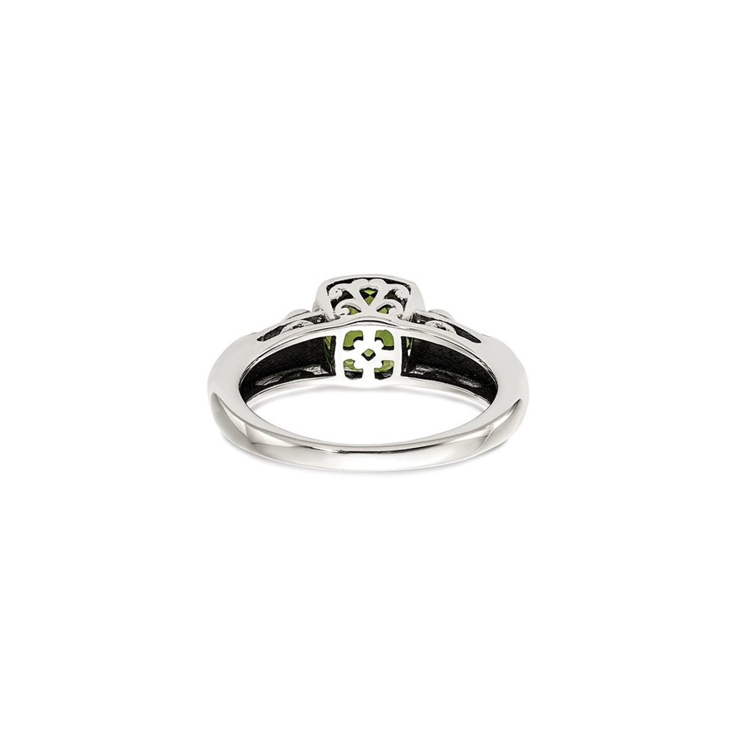 Bague en argent sterling avec péridot taille coussin 1.50 ct rehaussé or 14 ct
