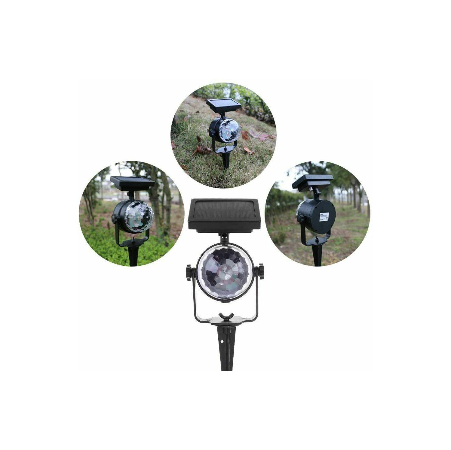 Lampe laser solaire de projecteur à DEL rotative colorée et colorée; Lampe de fête de Noël