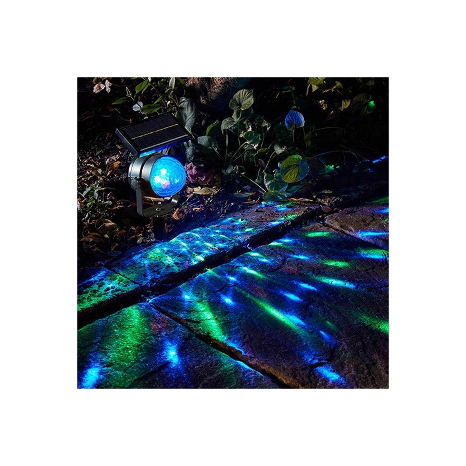 Lampe laser solaire de projecteur à DEL rotative colorée et colorée; Lampe de fête de Noël