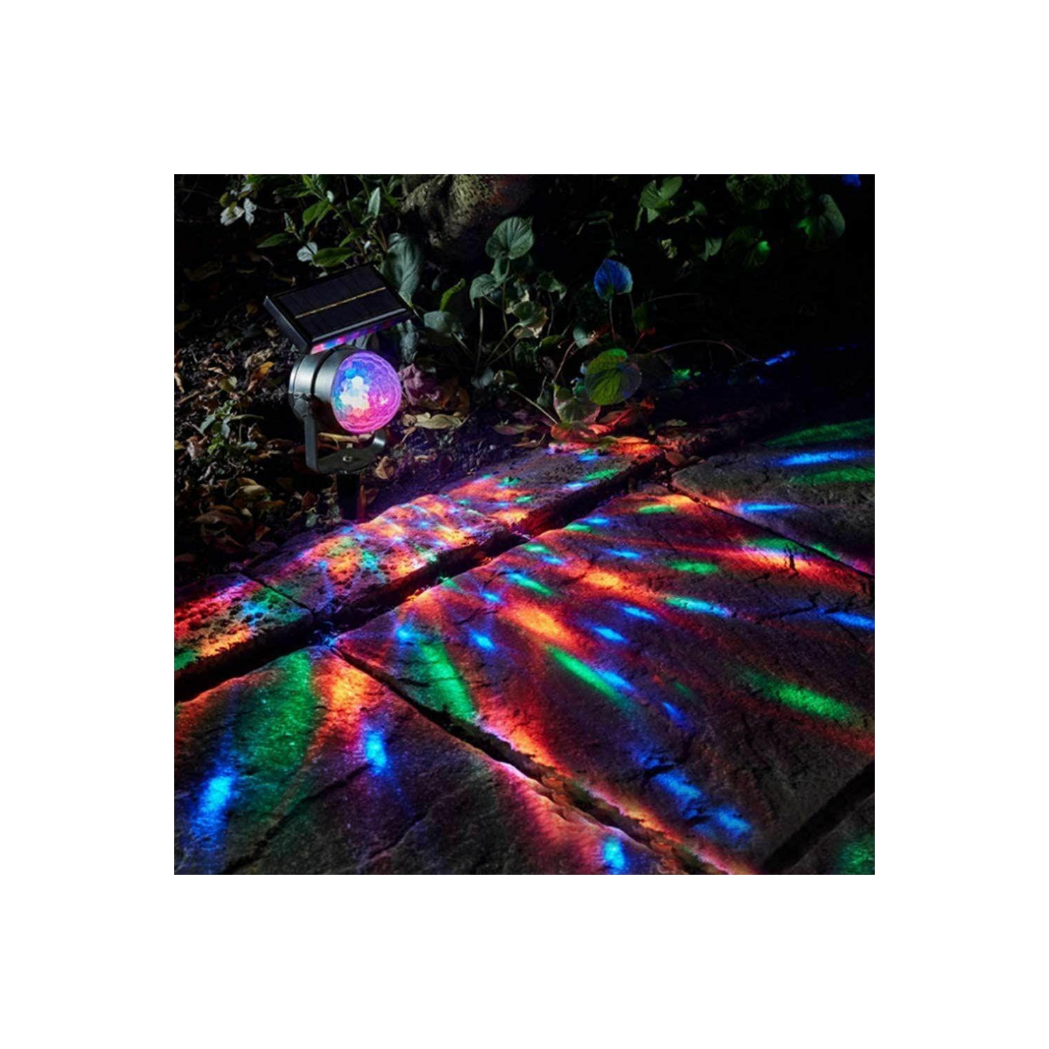 Lampe laser solaire de projecteur à DEL rotative colorée et colorée; Lampe de fête de Noël