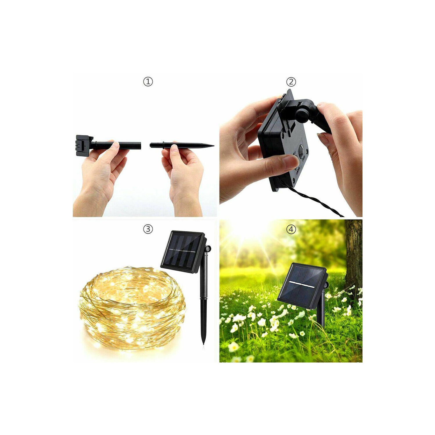 Bande lumineuse solaire DEL 30 m guirlande de lumières de Noël d'extérieur étanche jardin de Noël CA