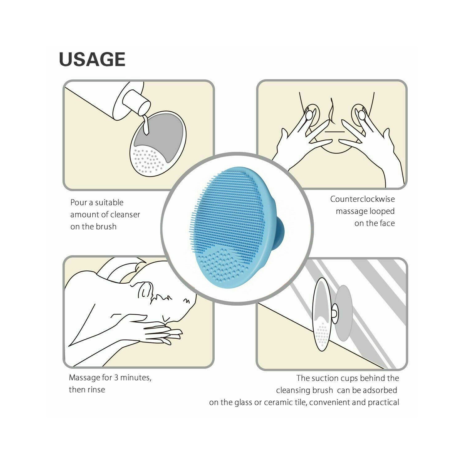 Silicone Face Cleansing Brush Handheld Face Scrubber Mini Massage Skin Care Tool