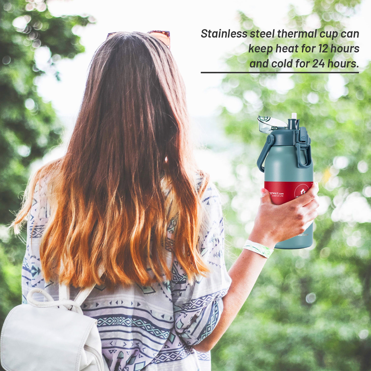 Costway 44oz Vacuum Insulated Stainless Steel Sports Water Bottle Leakproof Flask