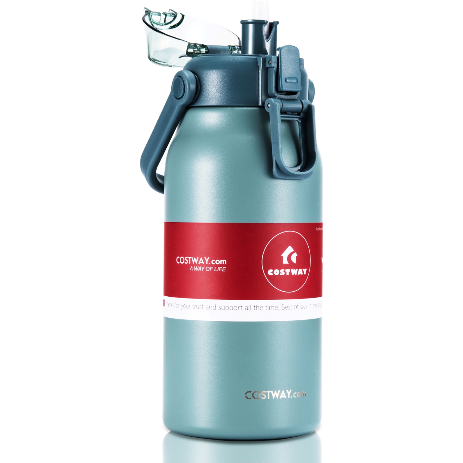 Costway 44oz Vacuum Insulated Stainless Steel Sports Water Bottle Leakproof Flask