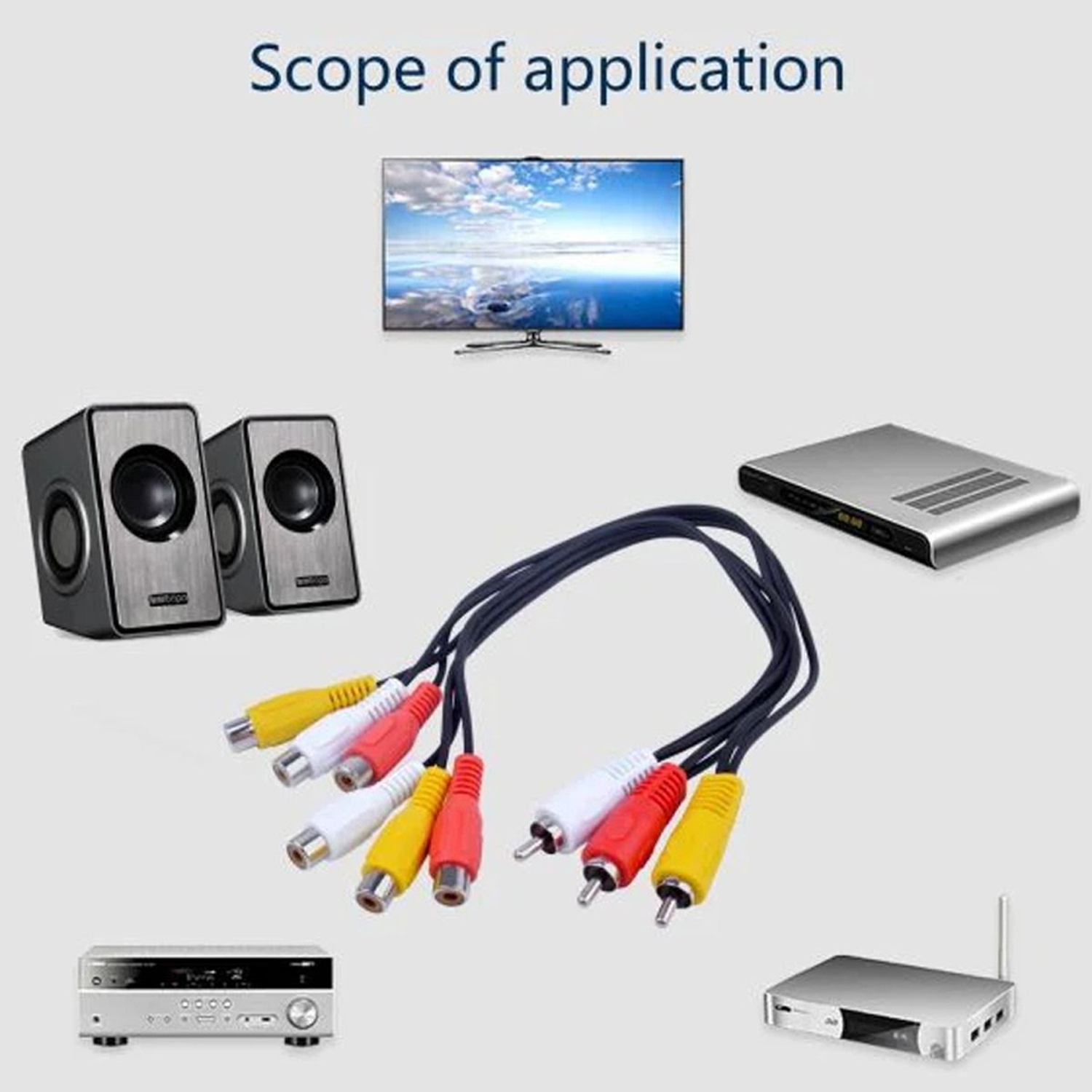 ISTAR 3 RCA Male Jack to 6 RCA Female Plug Splitter Audio Video Av Adapter Cable 25 CM