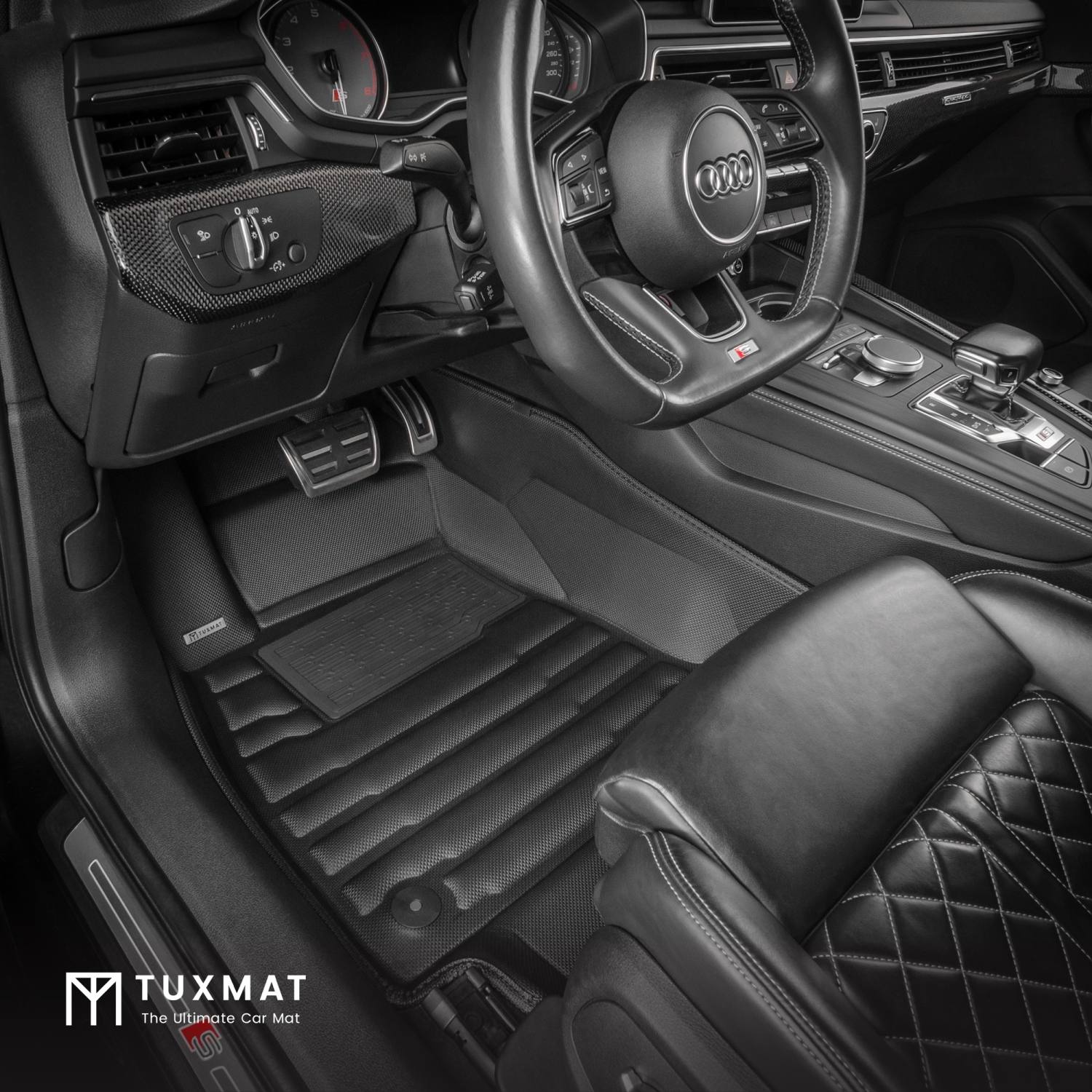 TuxMat - For Audi A4 2017-2025 Models - Custom Car Mats - Maximum Coverage, All Weather, Laser Measured - This Full Set Includes 1st and 2nd Rows
