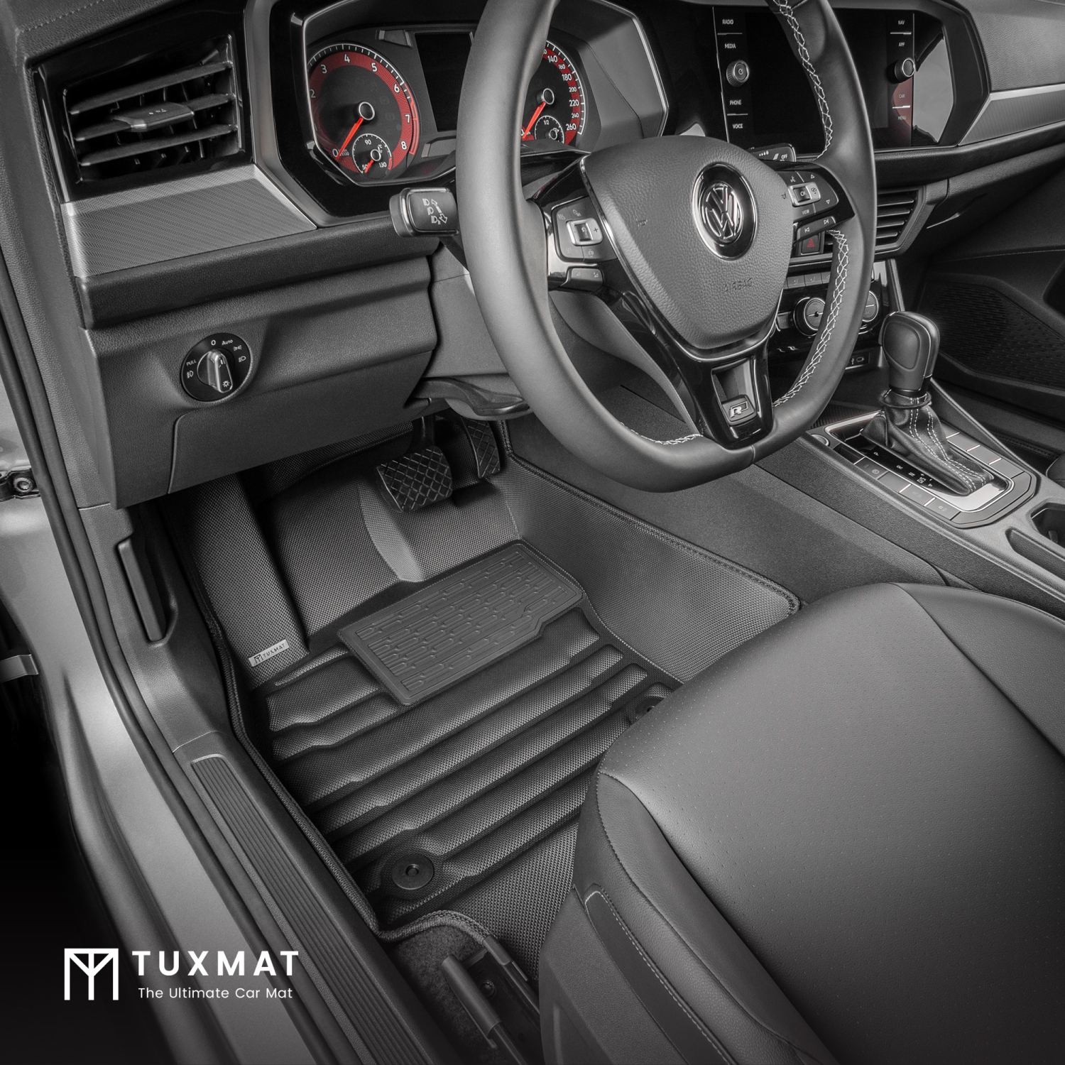 TuxMat - For Volkswagen Jetta 2019-2026 Models - Custom Car Mats - Maximum Coverage, All Weather, Laser Measured - This Full Set Includes 1st and 2nd