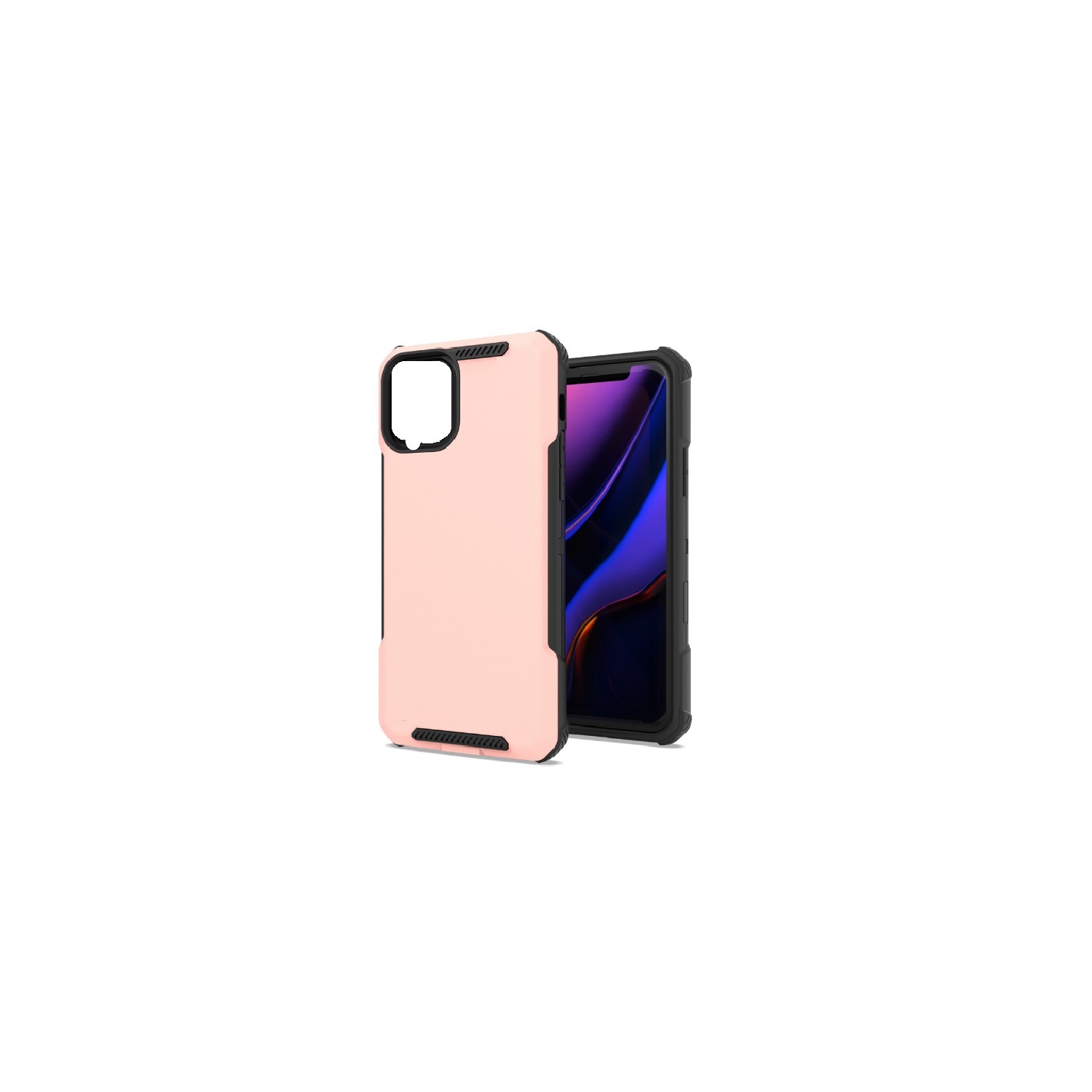 TopSave New Style Matte Polish PC & Edge Corner TPU Combine Armor Rugged Hard Case For Samsung Galaxy A12, Rose Gold