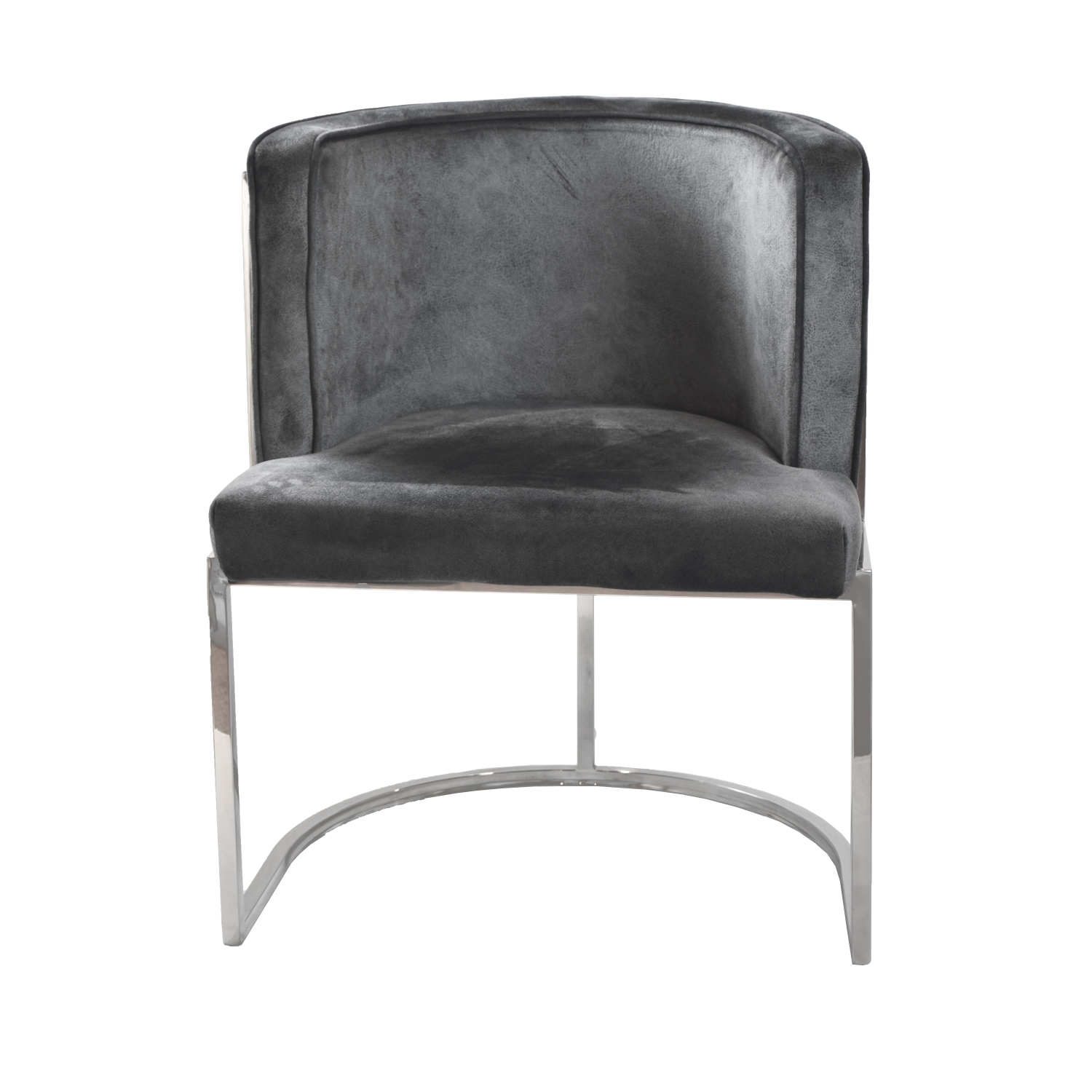 Dark Grey Velvet Honeycomb Accent Chair in Chrome