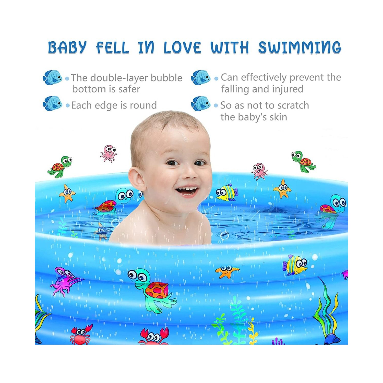 ISTAR 3 Rings Kiddie Pool for Toddler, 43”X12”，Kids Swimming Pool, Inflatable Baby Ball Pit Pool