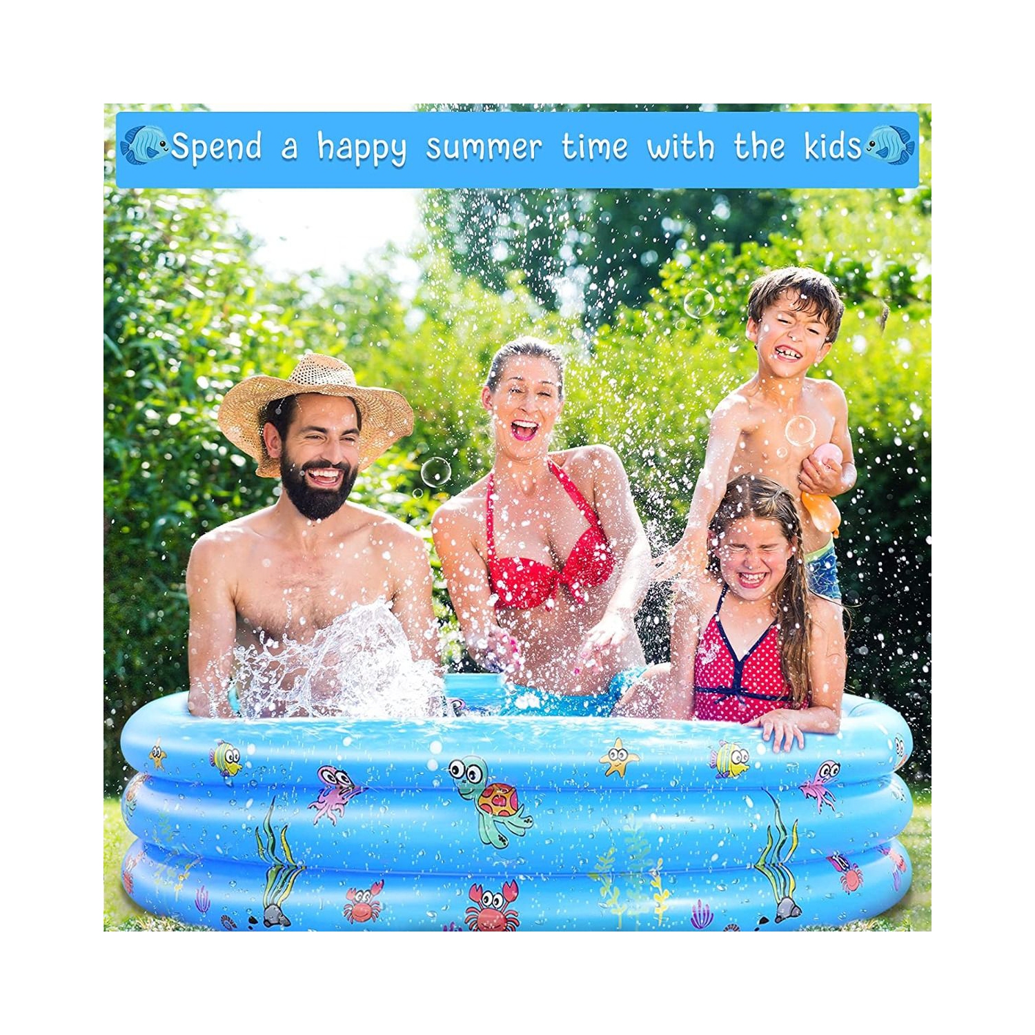 ISTAR 3 Rings Kiddie Pool for Toddler, 43”X12”，Kids Swimming Pool, Inflatable Baby Ball Pit Pool