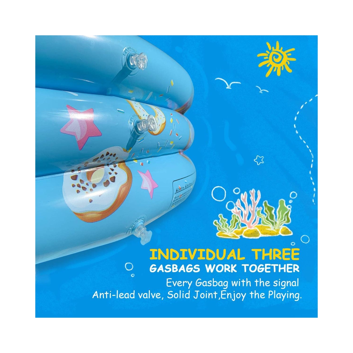 ISTAR 3 Rings Kiddie Pool for Toddler, 43”X12”，Kids Swimming Pool, Inflatable Baby Ball Pit Pool