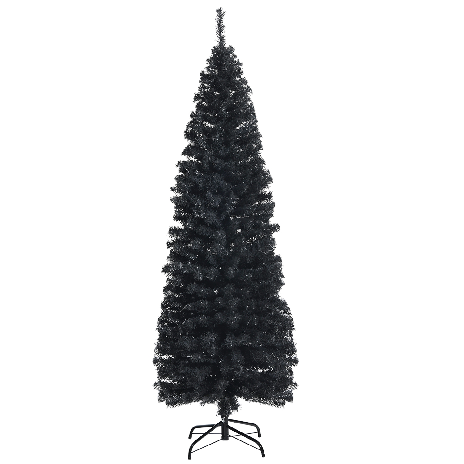 Costway 6ft Unlit Artificial Christmas Halloween Pencil Tree Black w/Metal Stand