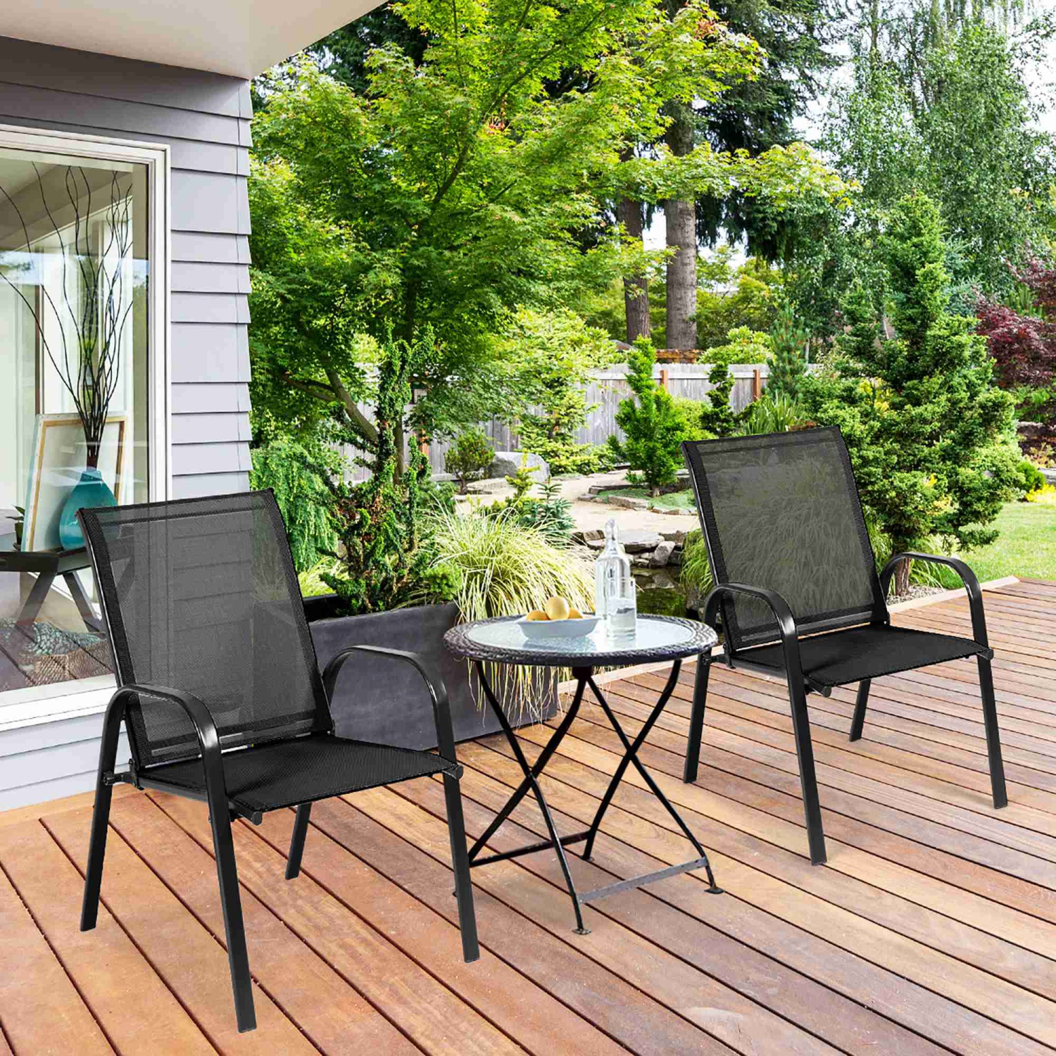 Costway 2PCS Patio Chairs Deck Yard W/Armrest