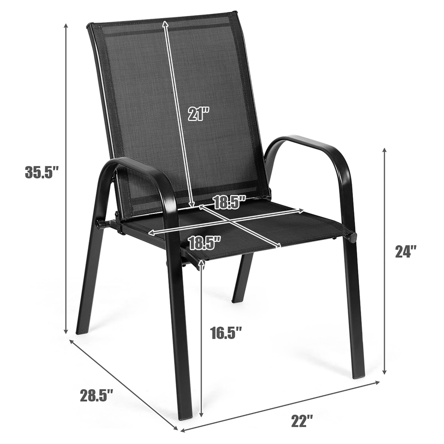 Costway 2PCS Patio Chairs Deck Yard W/Armrest