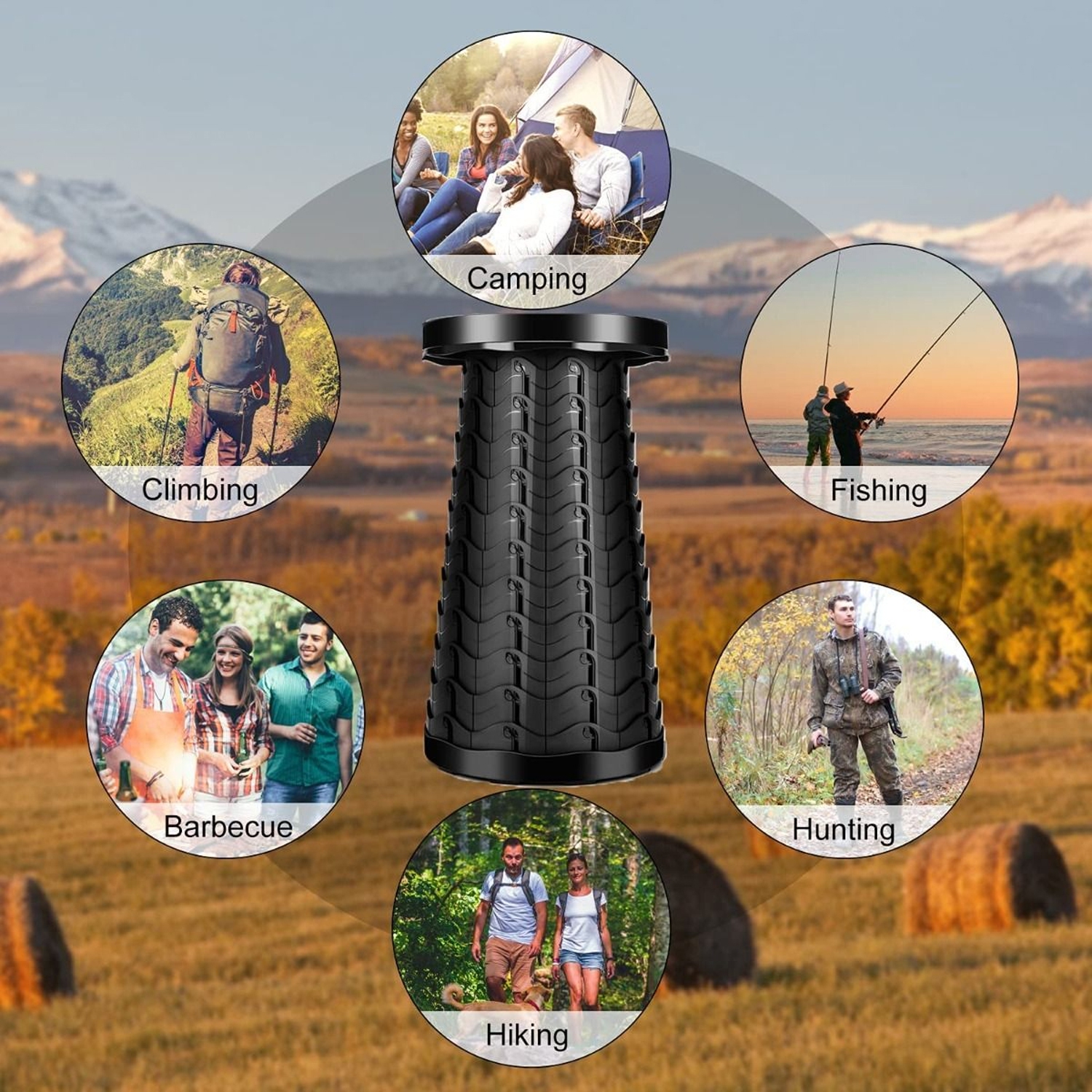 ISTAR Tabouret télescopique portable Siège de tabouret de camping pliant pour la pêche, la randonnée, les voyages, les activités de plein air