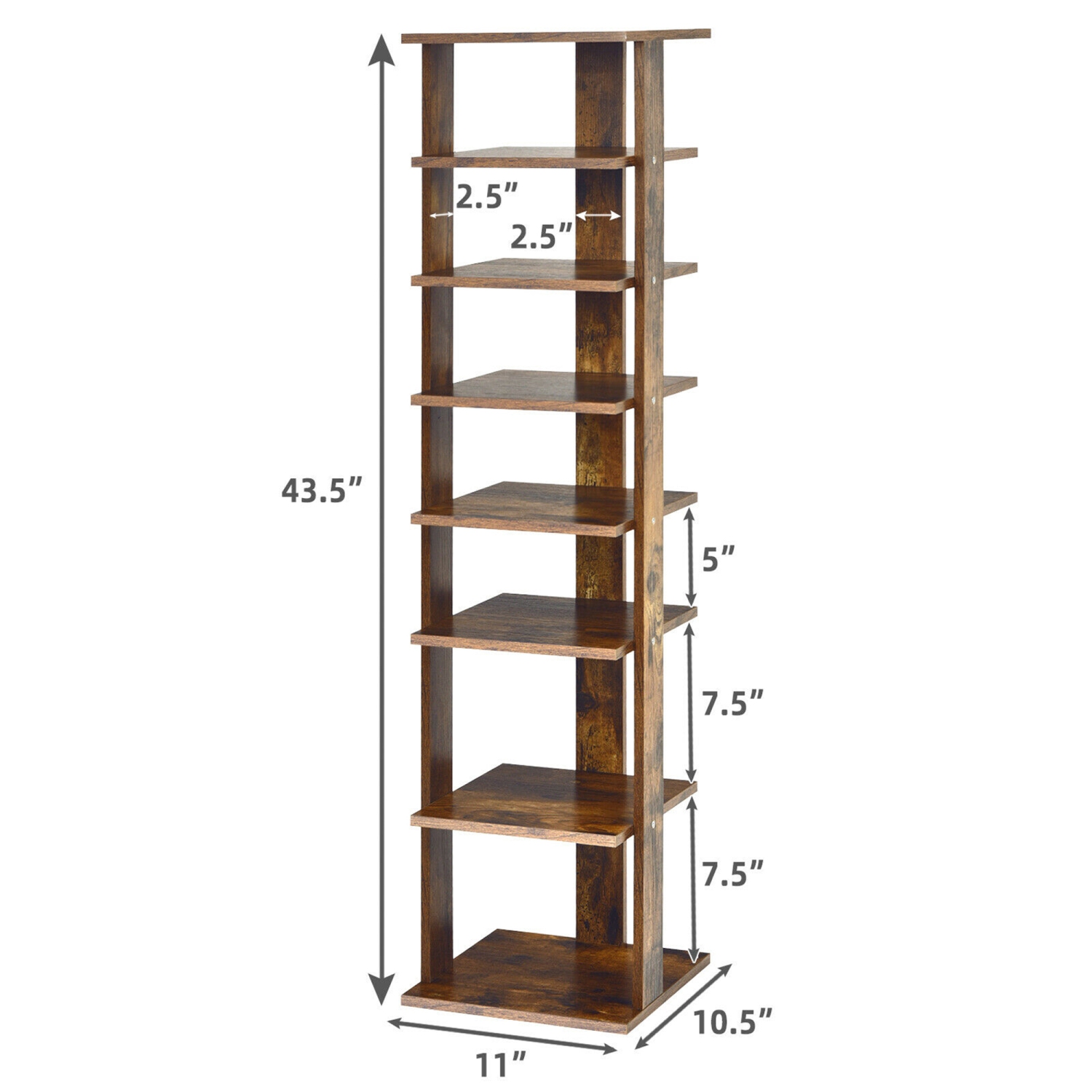 Gymax 7-Tier Vertical Shoe Rack Free Standing Storage Shelf Organizer Space Saving