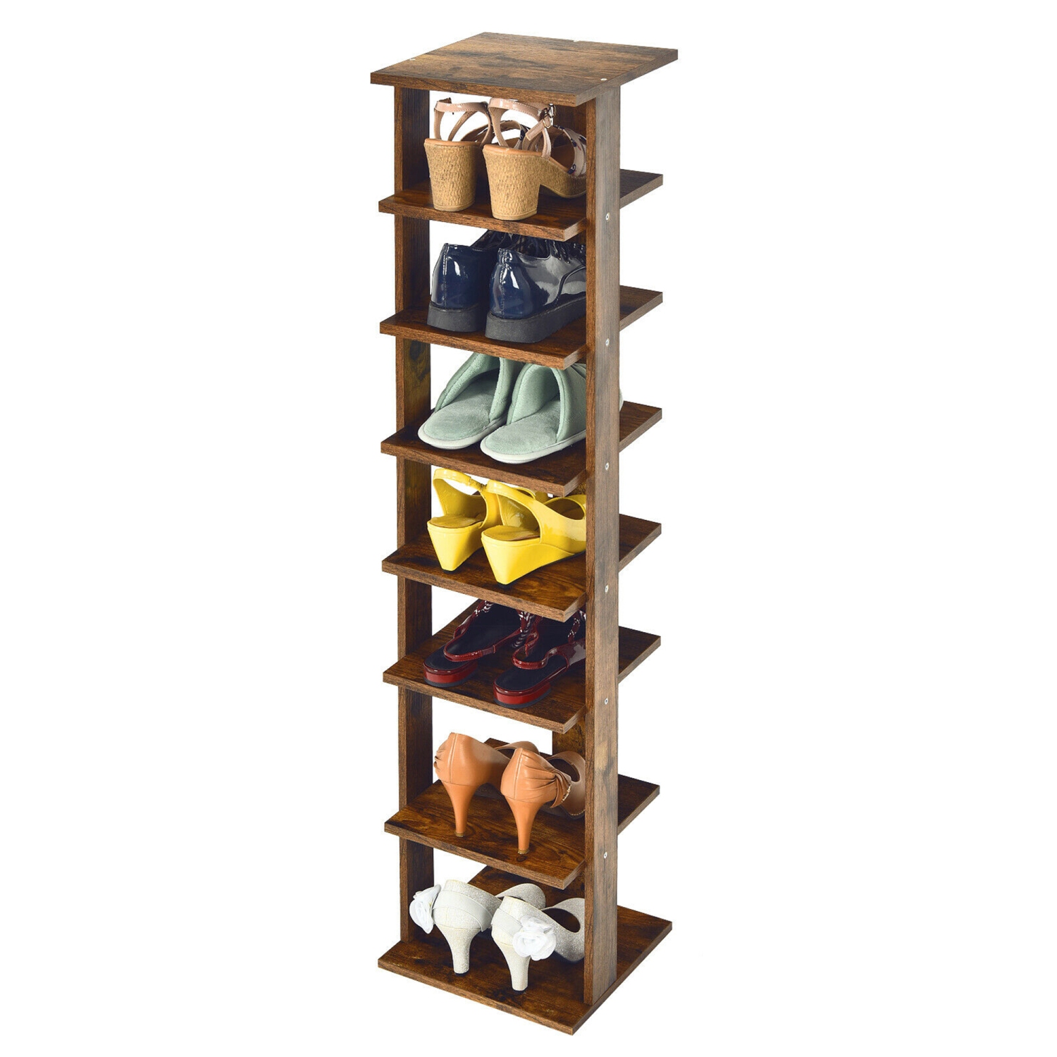 Gymax 7-Tier Vertical Shoe Rack Free Standing Storage Shelf Organizer Space Saving