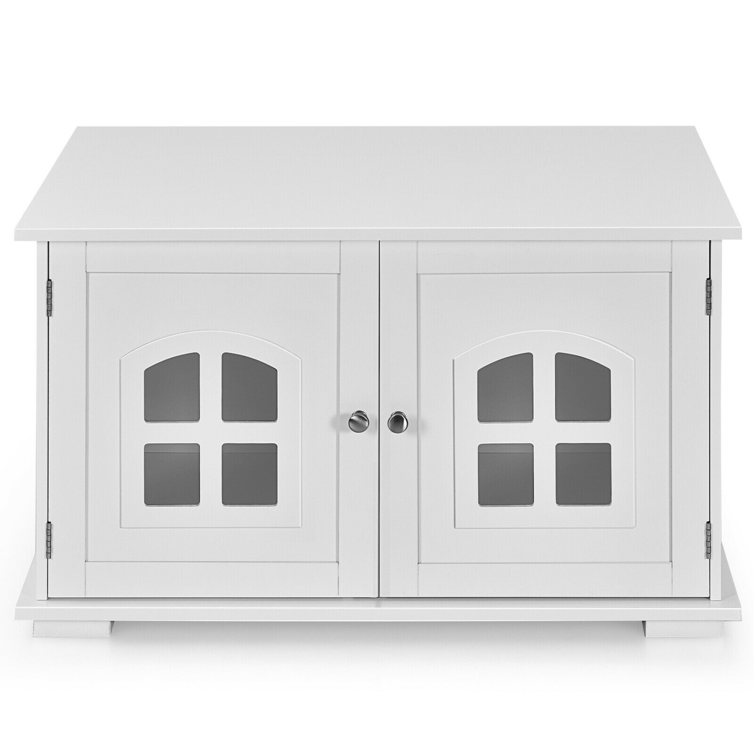 Gymax Large Wooden Cat Litter Box Enclosure Hidden Cat Washroom w/ Divider