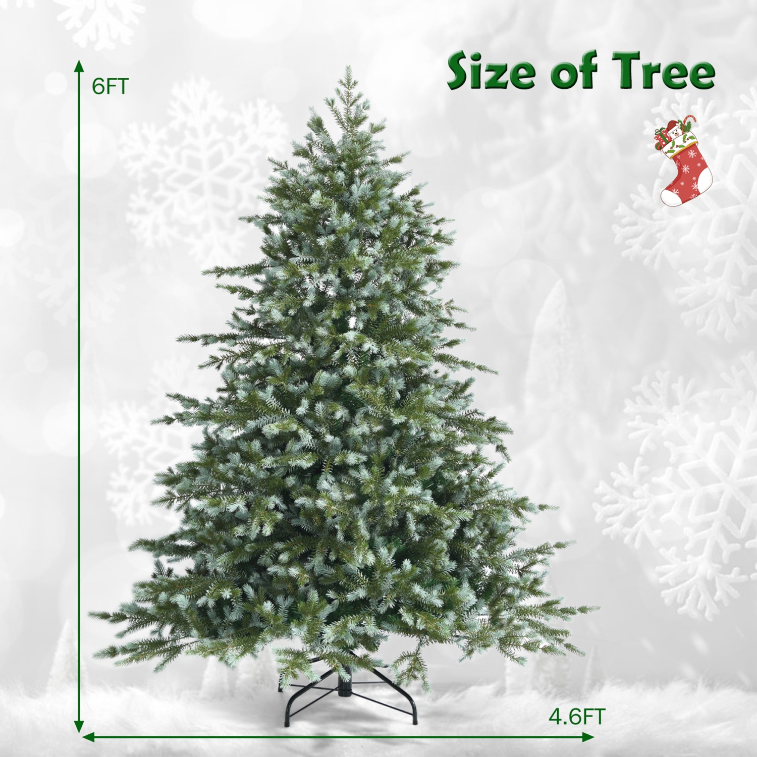 Gymax 6 Ft Artificial Christmas Tree Unlit Hinged Xmas Tree w/ Metal Stand