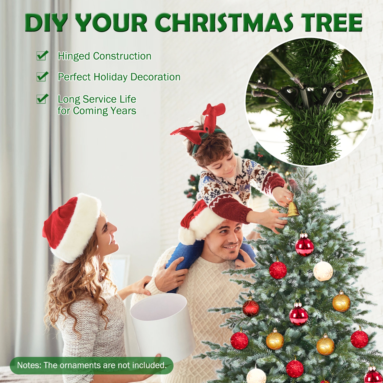 Gymax 6 Ft Artificial Christmas Tree Unlit Hinged Xmas Tree w/ Metal Stand