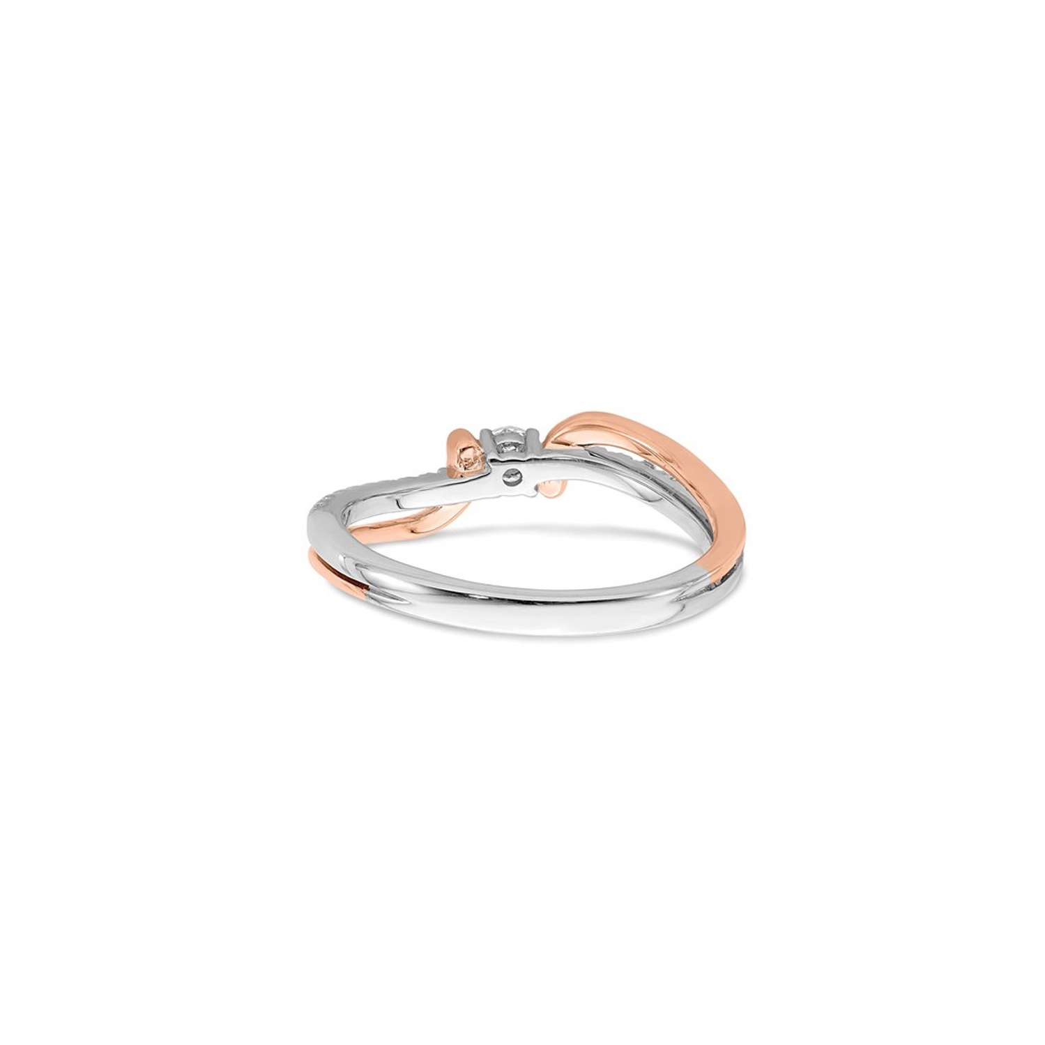 14K White and Rose Pink Gold Promise Ring with Diamonds