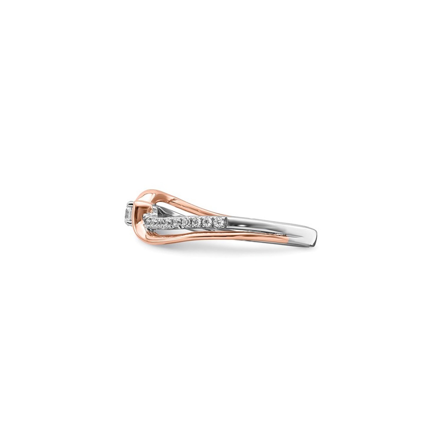 14K White and Rose Pink Gold Promise Ring with Diamonds