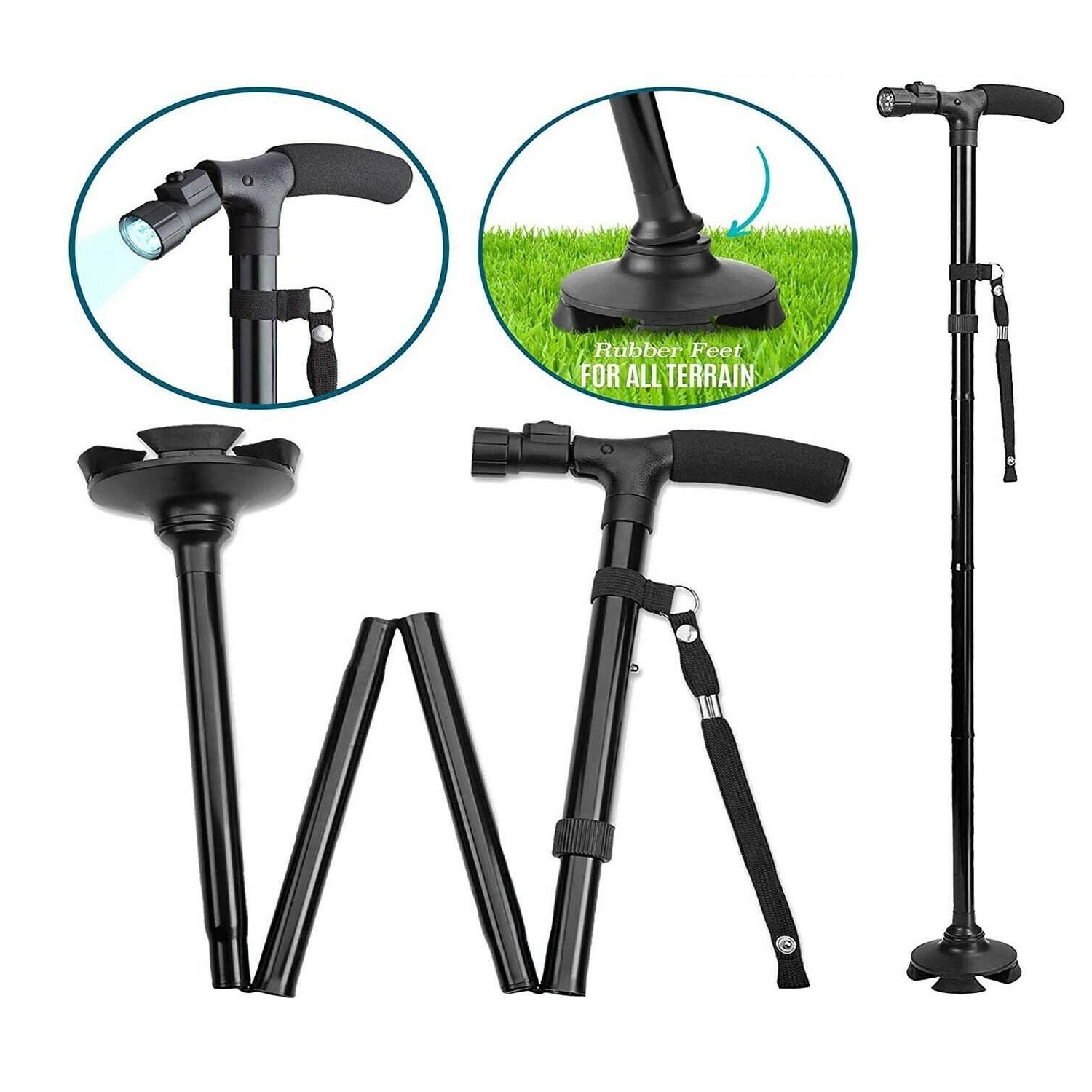 ISTAR Foldable Walking Cane for Men, Women - Fold-up, Collapsible, Lightweight, Adjustable, Portable Hand Walking Stick - Balancing Mobility Aid -