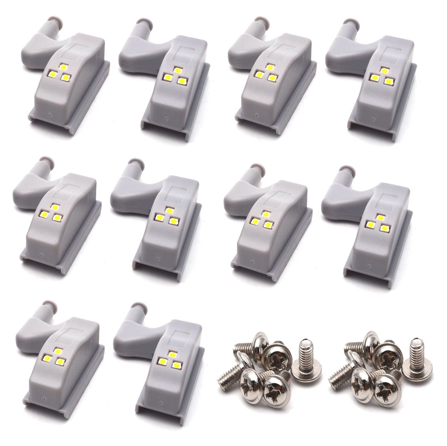 ISTAR 10PCS LED Hinge Light Universal Under Cabinet Lights 0.75W Inner Sensor Light Kitchen Bedroom Cupboard Wardrobe Night Light Warm White