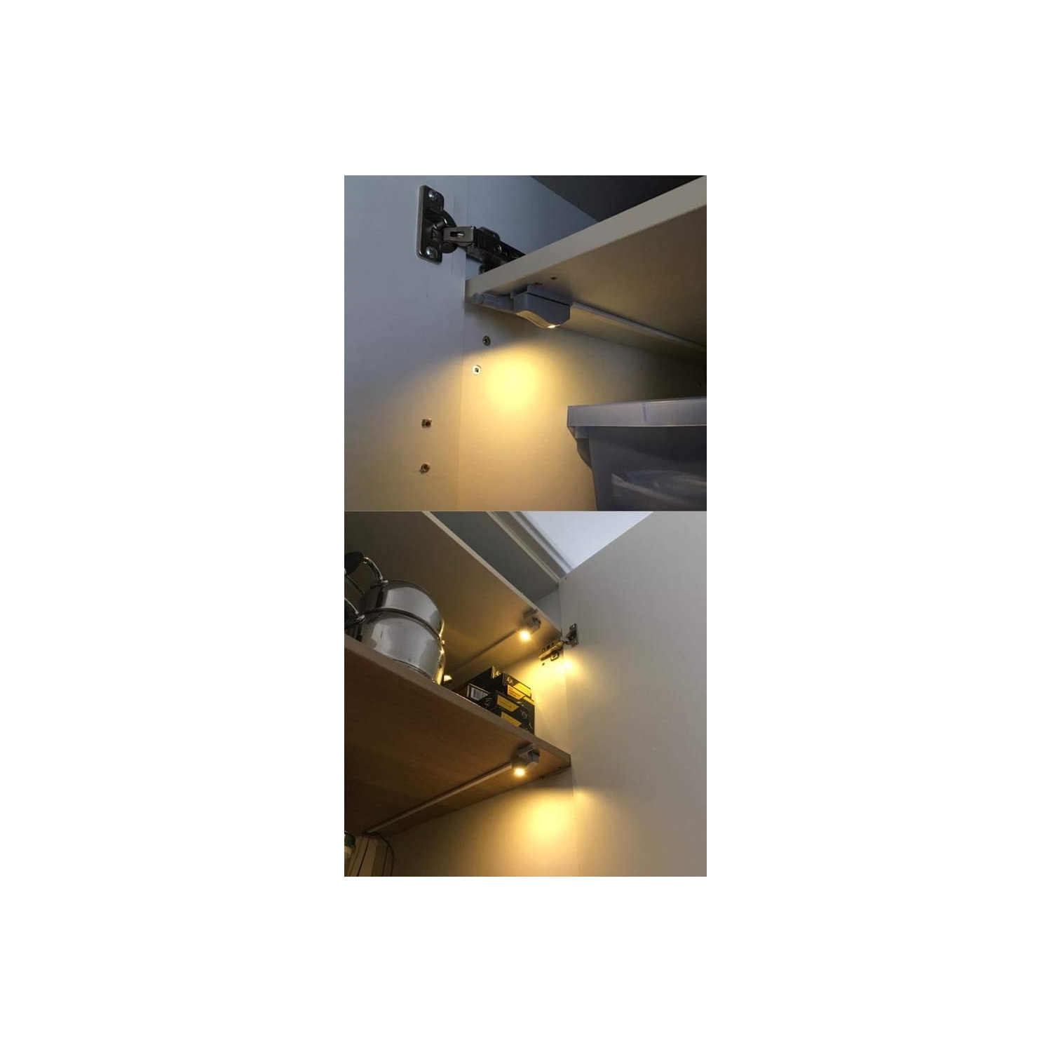 ISTAR 10PCS LED Hinge Light Universal Under Cabinet Lights 0.75W Inner Sensor Light Kitchen Bedroom Cupboard Wardrobe Night Light Warm White