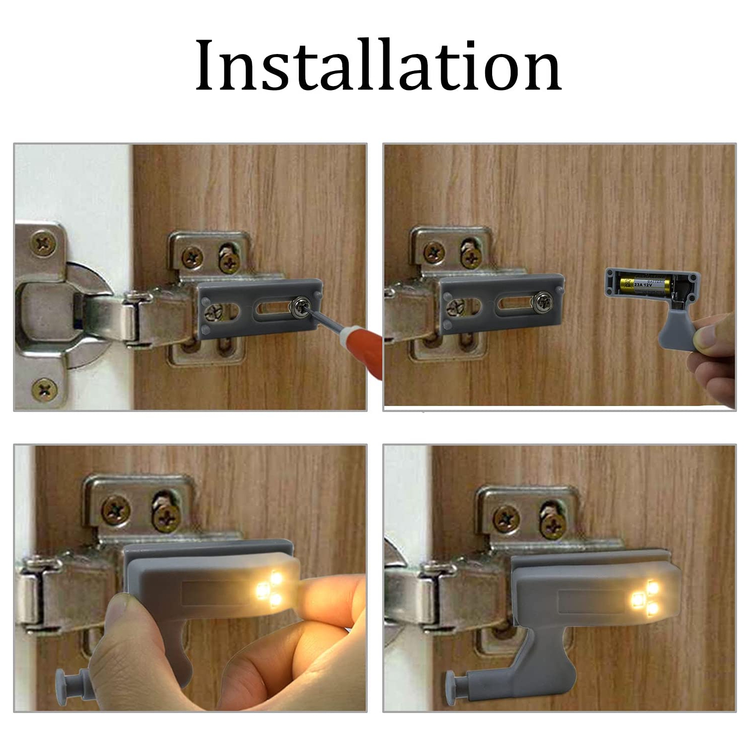 ISTAR 10PCS LED Hinge Light Universal Under Cabinet Lights 0.75W Inner Sensor Light Kitchen Bedroom Cupboard Wardrobe Night Light Warm White