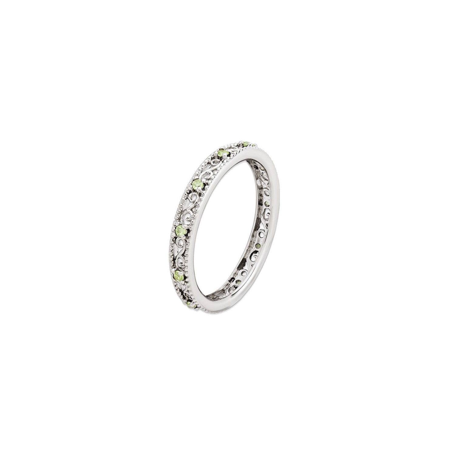 Sterling Silver Stackable Green Peridot Band Ring