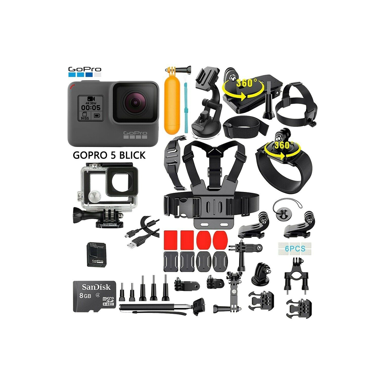 Refurbished (Good) - GoPro HERO 5 Touch-Screen Sports Camera Black + 40PCS Camera Kit Accessories