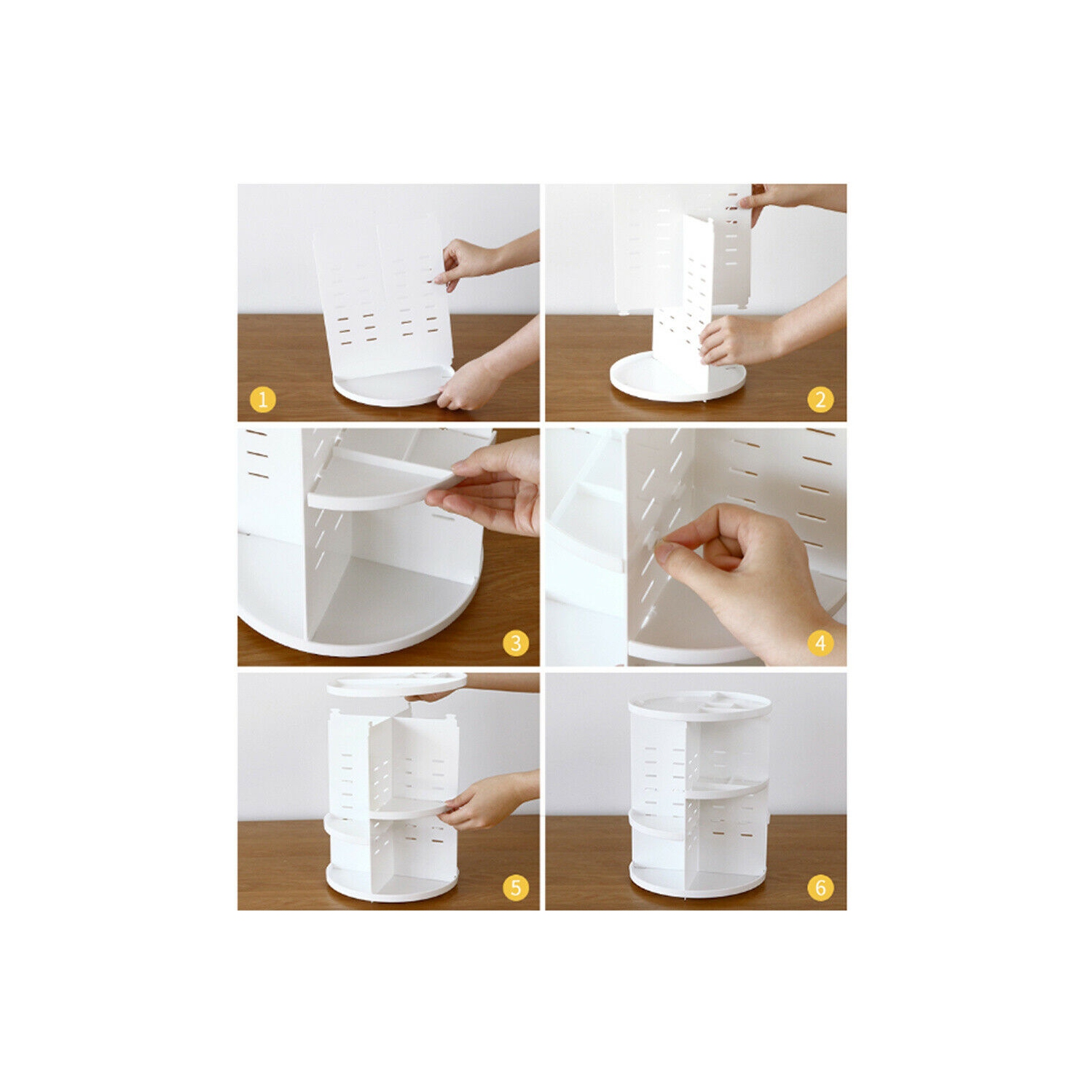 ISTAR 360 Rotating Makeup Organizer, DIY Adjustable Bathroom Makeup Carousel Spinning Holder Rack, Large Capacity Cosmetics Storage Box Vanity Shelf