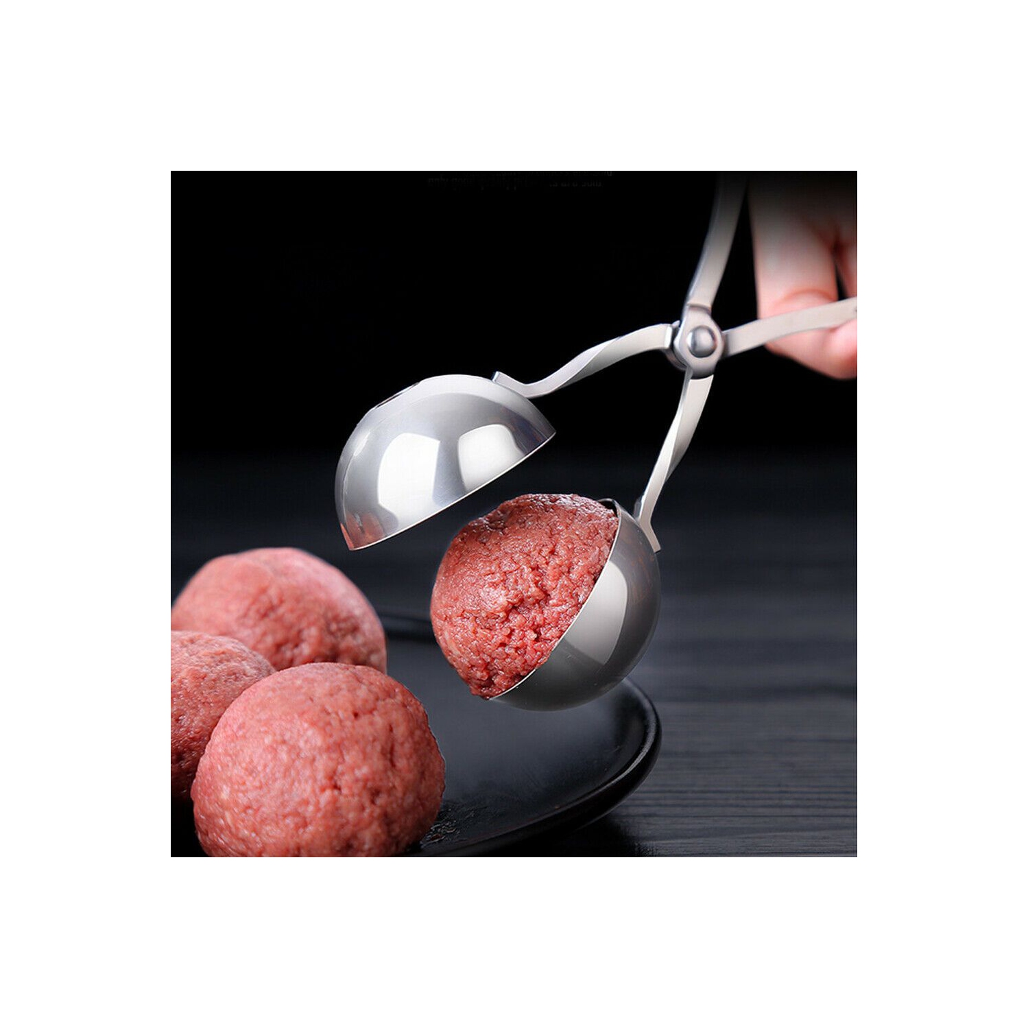 ISTAR None-Stick Meatball Maker with Detachable Anti-Slip Handles, Stainless Steel Meat Baller Tongs, Cake Pop, Ice Tongs, Cookie Dough Scoop for