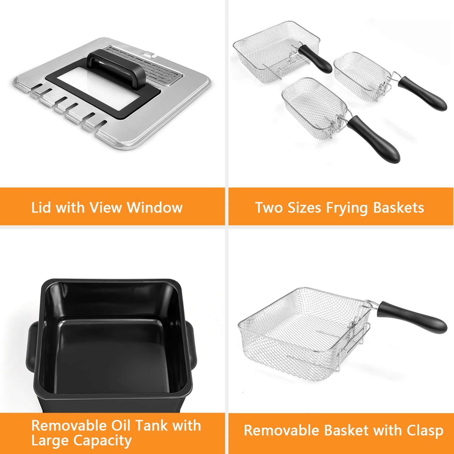 Friteuse électrique de 5,3QT l/21 tasses 1700&nbsp;W en acier inoxydable de Costway avec triple panier